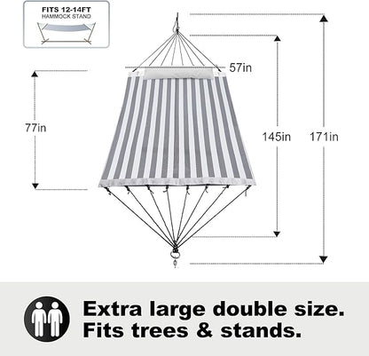 14ft Two Person Outdoor Hammock, Portable Camping with Folding Steel Spreader Bar, Carrying Bag, Carabiners, Tree Straps, Pillow & Sidebag, Quick Dry Textilene, 550 lbs Capacity (Piano)