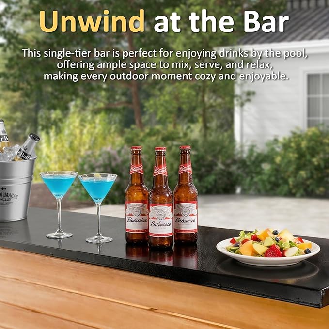 6x8FT Cedar Wood Entertainment Bar Center - Modern Outdoor Bar Gazebo with Galvanized Steel Roof & TV Support Bracket, Backyard Hub with Shelves for Gatherings, Parties, Grilling & Leisure