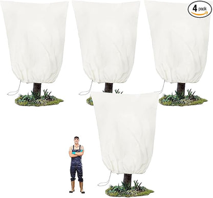 TCBWFY 95x80 Inch Huge Plant Covers Freeze Protection Frost Cloth for Outdoor Plants,2.82oz/yd² Thickened Winter Tree Covers with Zipper Drawstring,4 Pack Frost Blanket from Wind,Pest and Animal