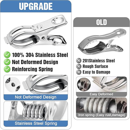 Upgraded 200 PCS Garden Clips, Greenhouse Clamps 100% Stainless Steel Heavy Duty Greenhuose Clips for Netting - Strong Grip to Hold Down Shade Cloth or Plant Cover on Garden Greenhouse Hoops