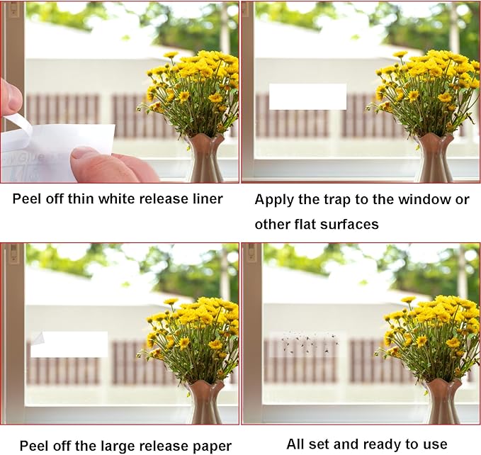 Mosqueda Window Fly Traps, 30 Pack Sticky Fly Traps for Indoors, Fly Catchers for Inside Home, Waterproof & Non-Toxic Adhesive Sticky Paper Trap for Mosquitos Bugs Housefy Fruit Fly Flying Gnats