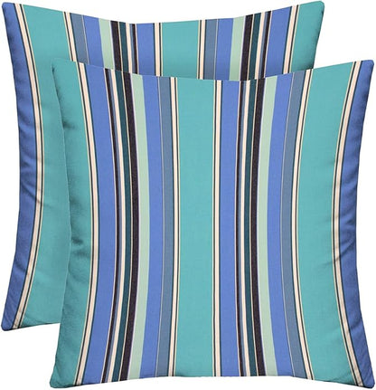 RSH DECOR: Sunbrella Square Throw Pillows Set of 2 | 20" x 20" | Water and Fade-Resistant Performance Fabric | Outdoor Pillow Covers with Down-Alternative Inserts | Dolce Oasis