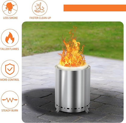 Tabletop Fire Pit 9.7 x 7.1 Inch with Removable Ash Pan, Smokeless Firepit Camping Stove with Bag for Outdoor Safe Burning Firepits, Stainless Steel Wood Burning Fire Pits for Heating, Bonfire