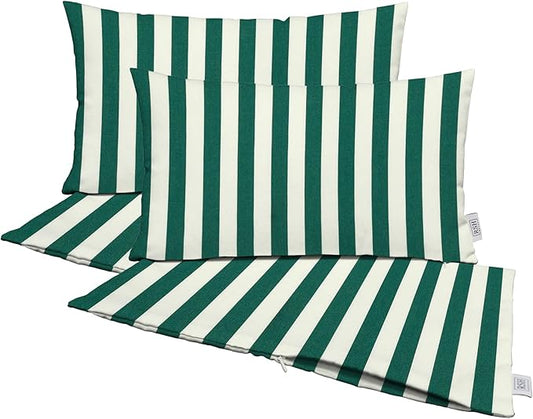 RSH DECOR: Sunbrella Pillow Covers Set of 4 | Covers Only - 26" x 16" | Outdoor Lumbar Pillow Covers Crafted with Sunbrella Performance Fabric | Mason Forest Green
