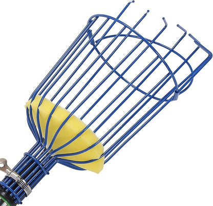 Tyenaza Fruit Picker Pole Tool with Basket Long Handle, Stainless Steel Fruit Picker Tool with Basket Pole Easy to Assemble Fruits Catcher Tree Picker Length Adjustable