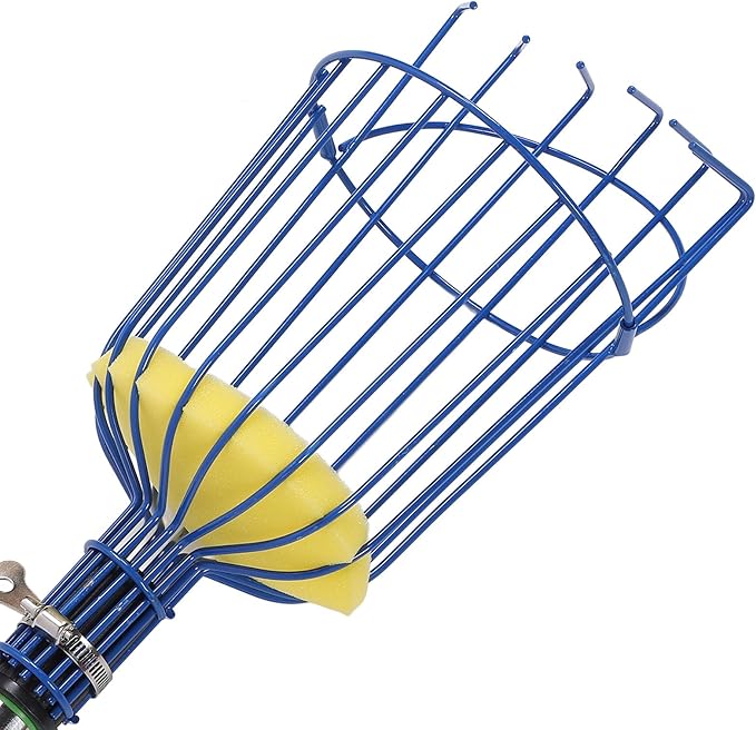 Fruits Catcher,Stainless Steel Fruit Picker Tool with Basket Pole Fruits Catcher Tree Picker Length Adjustable Orange Picker Pole Tool Long Handle Fruit Catcher