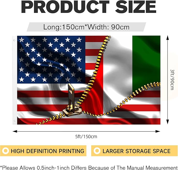 Vintage American America Usa Italy Italians Flags For Outside Yard 3x5 Ft Double Sided Printed 100d Polyester Lightweight Garden Welcome Outdoor Banner Brass Grommets