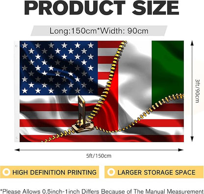 Vintage American America Usa Italy Italians Flags For Outside Yard 3x5 Ft Double Sided Printed 100d Polyester Lightweight Garden Welcome Outdoor Banner Brass Grommets