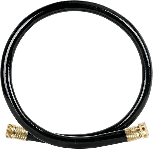Worth Short Leader Black Garden Hose 5/8 in. x 6 ft. -Brass Aluminum Ends for Household & Yard Use -Heavy Duty Durable Flexible Lightweight Water Pipe -Kink Free, No Leaking, Male/Female Fittings
