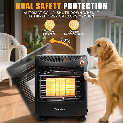 Propane Patio Heater, 18,000 BTU Propane Heater Outdoor, Infrared Gas Heaters with Regulator, Outdoor Heaters for Patio