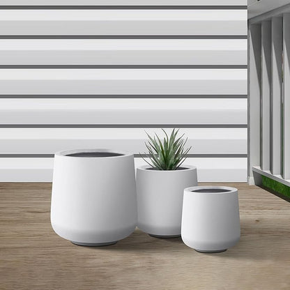 Kante 15.3"+11.6"+8.2" Dia Round Concrete Planter, Large Outdoor Indoor Planter Pots Containers with Drainage Holes and Rubber Plug for Home Garden Patio, Pure White