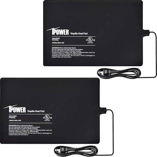 iPower 8x12 Inch Reptile Heat Pad Under Tank Heater, Energy-Efficient & Waterproof Design Terrarium Warmer Mat for Turtles, Lizards, Snakes, 2 Pack
