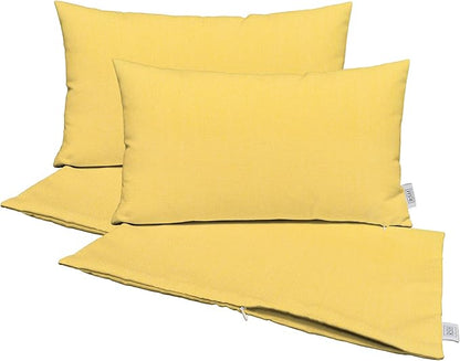 RSH DECOR: Sunbrella Pillow Covers Set of 4 | Covers Only - 26" x 16" | Outdoor Lumbar Pillow Covers Crafted with Sunbrella Performance Fabric | Canvas Buttercup Yellow