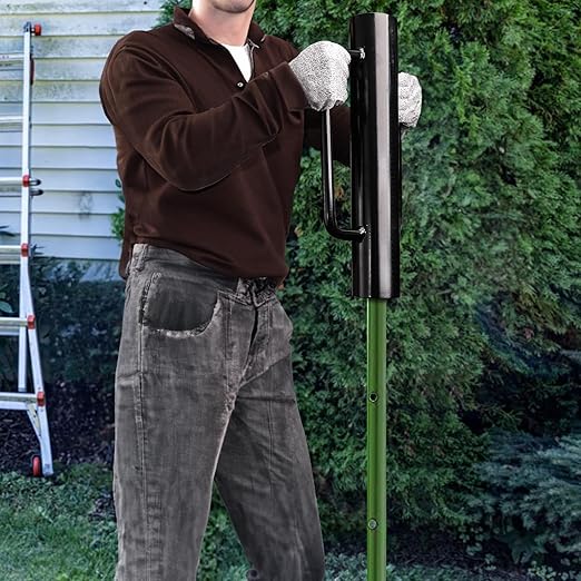 TOPZEA Fence Post Driver, 12LB Heavy Duty T Post Pounder with Ergonomic Handle, 2.7" Inner Dia Steel Posts Hole Diggers Hand Rammer Tool for T Posts, U Channel, Garden& Farm Fencing, Black