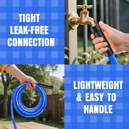 Heavy Duty Garden Hose 6 ft, Non-Expanding Flexible Water Hose, Kink Resistant Lightweight Hybrid Hose, Leakproof Hose Male to Female Fittings