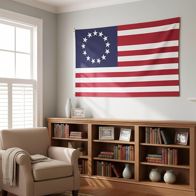 Homissor Betsy Ross Flag 3x5 Feet Embroidered 13 Star American Flags for 250th Anniversary Heavy Duty Outdoor Colonies Banner for Outside