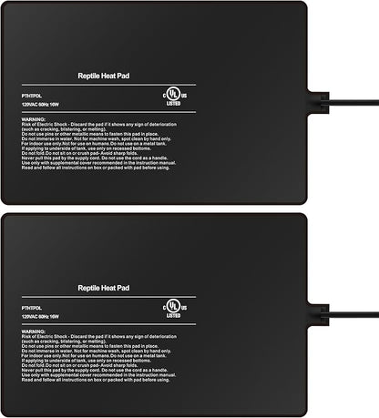 Simple Deluxe 8X12 Inch 16W Reptile Heating Pad Electric Indoor Under Tank Terrarium Heating Mat Waterproof for Turtles, Lizards, Frogs, and Other Reptiles, 2 Pack