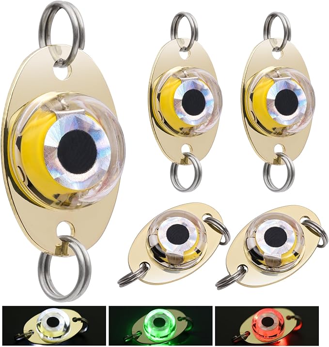 LED Underwater Fishing Lures，LED Lighted Bait Flasher，Deep Drop Fishing Lures，Fish Eye Attractive Light Bait Lure Lamp 5PCS