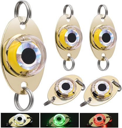 LED Underwater Fishing Lures，LED Lighted Bait Flasher，Deep Drop Fishing Lures，Fish Eye Attractive Light Bait Lure Lamp 5PCS
