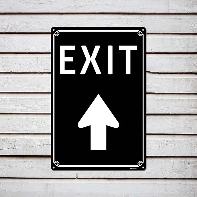 12x16" Exit Sign with Up Arrow - High-Intensity Aluminum Parking Lot Sign, Weatherproof & Fade-Resistant, Ideal for Outdoor & Indoor Use - Curbside Sign