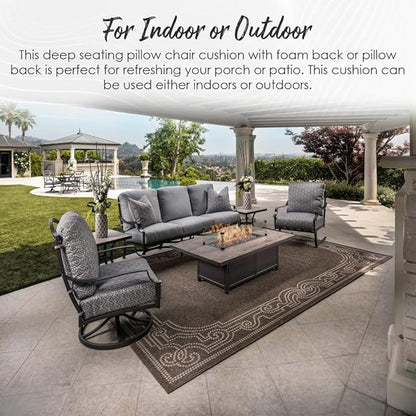 RSH DECOR: Deep Seating Cushion with Pillow Back | 24” x 27” Seat | All-Weather Spun Fabric | Water and Fade-Resistant | Outdoor Chair Cushion Set for Patio Furniture | Orange