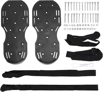 The Lawn Aerator Shoes for Grass, Epoxy Spiked Shoes with 1.65'' Sharp Short Spikes, Garden Grass Loosening Spike Shoe for Epoxy Flooring, 6 - Shoelace Design (Black, 11.8'' x 5.1'')
