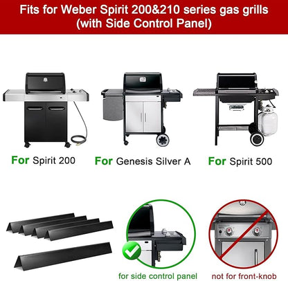 GasSaf 21.5 Flavorizer Bars 7534 for Weber Spirit 200, E/S200 E/S-210, Spirit 500, Genesis Silver A with Side 2-Burner Grills, 5-Pack Black Porcelain Steel Flavor Bars for Weber 7535 65902 Grill Parts