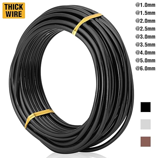 Black-2.5mm-Anodized Aluminum Bonsai Training Wire 250g/10gauge Large Roll,Many Size to Choose,KSVZS Bendable Metal Wire for Crafts,Sculpting,Armature and Daily Use,Necessities for Family