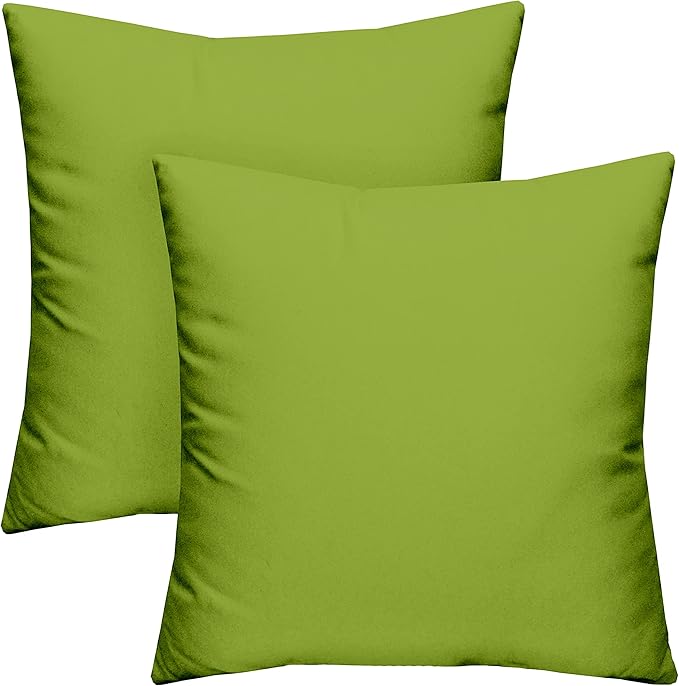RSH DECOR: Square Throw Pillows Set of 2 | 17” x 17” | All-Weather Spun Fabric | Water and Fade-Resistant | Outdoor Accent Pillows for Patio Furniture | Kiwi Green