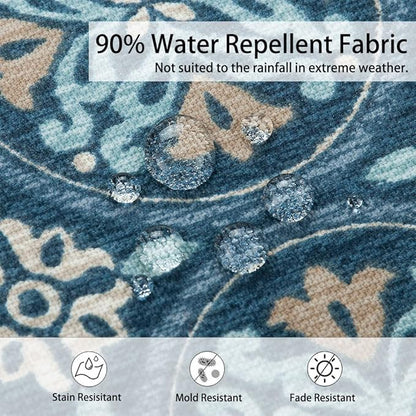 Magpie Fabrics Pack of 2 Outdoor Waterproof Lumbar Rectangular Throw Pillow with Insert, Home Decorative Toss Pillows All Weather Cushion for Patio Garden Car Office (12x20 Inch, Morgan Medal Print)