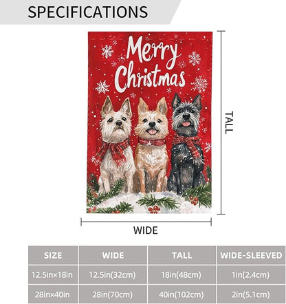 Christmas Dogs Garden Flag Vertical Double Sided Outdoor Yard Flags 12.5x18 Inch Burlap Banners Vertical Double Sided for Outdoor Decor Lawn