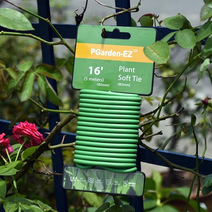 Green Soft Twist Tie Plant Tie Flexible TPR Garden Supply, for Tomatoes Roses Vines Organizing(16.4 feet/ 5 Meters)…, 16 feet
