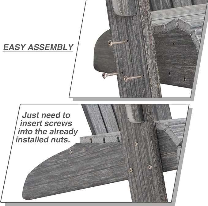 Adirondack Chair Set of 4, Outdoor Oversized Patio Chair Poly Lumber Weather Resistant & Durable Fire Pits Chair for Poolside,Lawn and Garden,350lbs Weight Capacity (Grey)