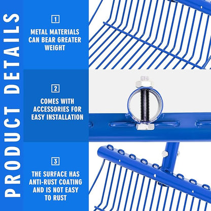 Tandefio 1 Pack Pitchfork Replacement Head Metal Horse Manure Rake Gardening Pitch Fork with Angled Tines for Horse Stall Poop Picking up(Blue)