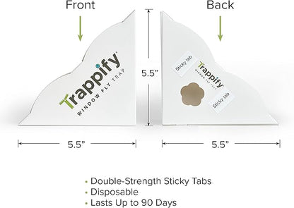 Trappify Fly Trap Indoor: Window Fly Traps for Home | Fruit Fly Traps for Indoors, Gnat Traps for House Indoor | Disposable Fly Trap with Sticky Adhesive Strips | Inside Bug Catchers (12 Pack)