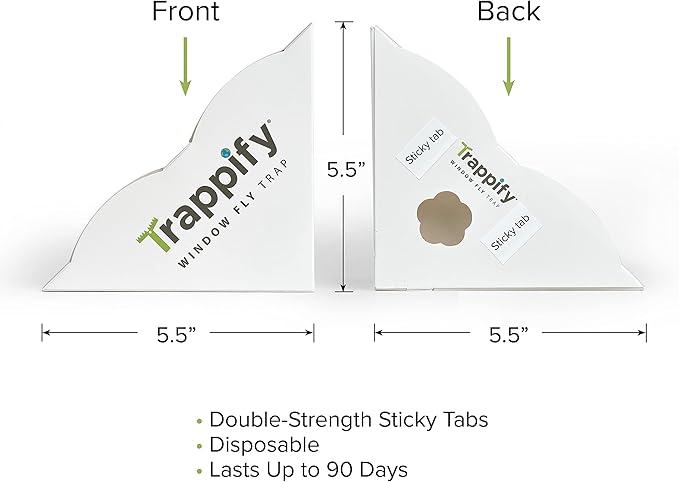 Trappify Fly Trap Indoor: Window Fly Traps for Home | Fruit Fly Traps for Indoors, Gnat Traps for House Indoor | Disposable Fly Trap with Sticky Adhesive Strips | Inside Bug Catchers (24 Pack)
