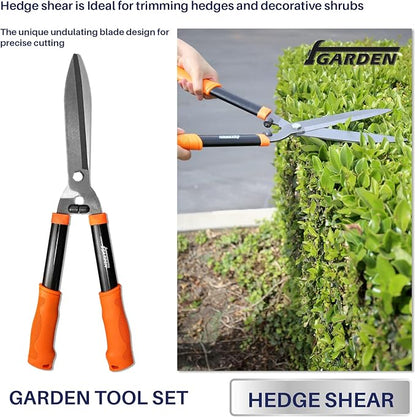 3 Piece Combo Garden Tool Set with Lopper, Hedge Shears and Pruner Shears, Tree & Shrub Care Kit
