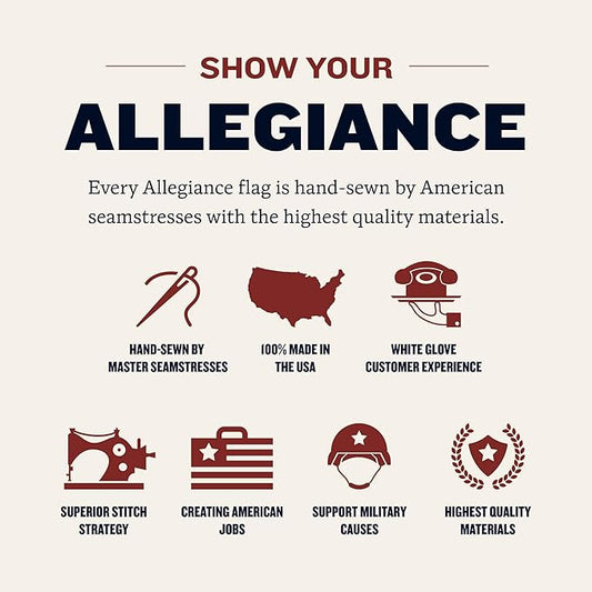 Allegiance Flag Supply Pre-Assembled American Flag Set | American-Sourced Nylon Fabric, Embroidered Stars, Hand-Stitched | Proudly Made in USA (3' x 5')