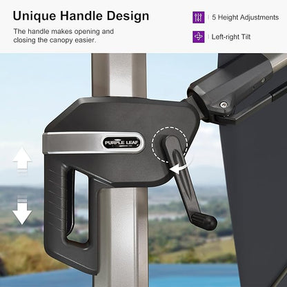PURPLE LEAF 8' X 10' Left-right Tilting Patio Umbrella Outdoor Swivel Cantilever Umbrella Aluminum Offset Umbrella with Champagne Frame and 360-degree Rotation for Garden Deck Pool, Grey