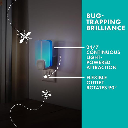 STEM Light Trap: Indoor Fruit Fly Trap, Effective Insect Control for Home, Attracts and Traps Flying Insects, Emits Soft Blue Light, Starter Kit with 1 Plug-in Device and 3 Cartridges