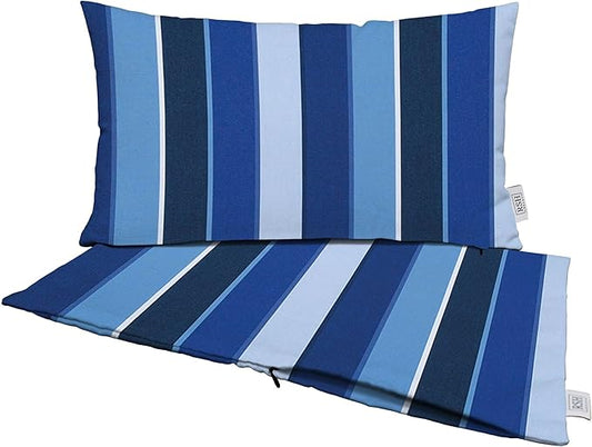 RSH DECOR: Sunbrella Pillow Covers Set of 2 | Covers Only - 26" x 16" | Outdoor Lumbar Pillow Covers Crafted with Sunbrella Performance Fabric | Milano Cobalt