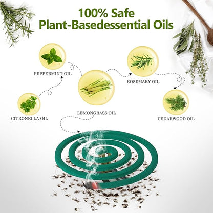 Mosquito Repellent Coils -Mosquito Repellent Outdoor Patio Fresh Scent,Use Reaches Up to 10 feet, Each Mosquito Coils Burns for 5-7 Hours (Contains 20 coils & 2 Stands)