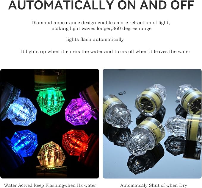 LED Underwater Fishing Lures，LED Lighted Bait Flasher，Deep Drop Fishing Lures，Fish Eye Attractive Light Bait Lure Lamp 5PCS