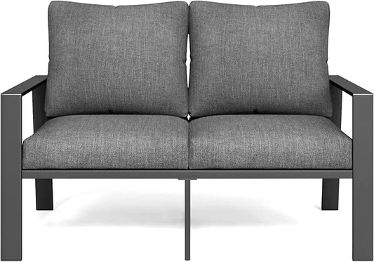 Aluminum Patio Furniture Chair, Outdoor Seating Set 4" Cushion Loveseat Sofa for Balcony
