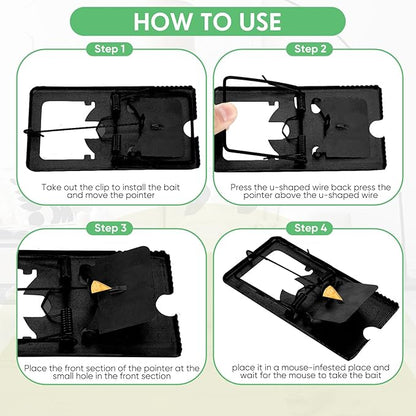 Qualirey 24 Pcs Classic Metal Rat Traps Reusable Mouse Trap Humane Effective Snap Rat Killer That Work for Indoor Outdoor Mice Voles and Small Rodents Control(Black)