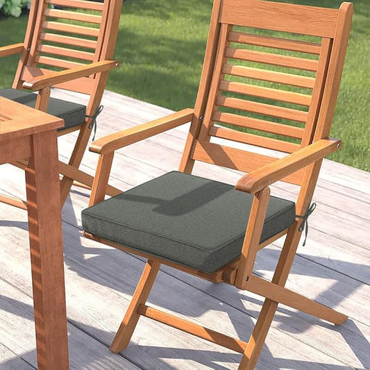 Magpie Fabrics Indoor Outdoor Waterproof Square Chair Cushion, 18" x 18" x 2.5", 2 Pack, Water Resistant Seat Cushions, for Patio Garden Office, Dark Grey