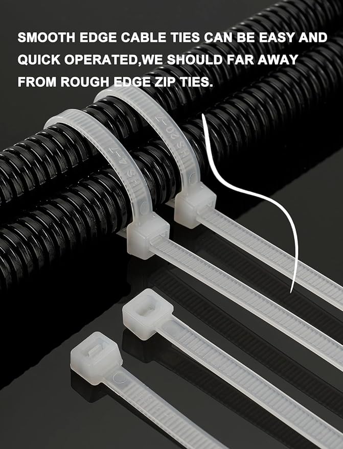 HS 10 Inch UV Resistant Wide Zip Ties (100 Pack) Plastic Cable Ties Heavy Duty Black Outdoor Zip Ties 10 Inch x 0.3 Inch,120 LBS Strength