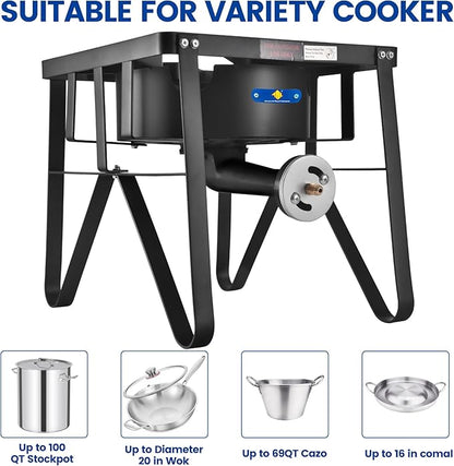 ARC Advanced Royal Champion ARC Propane Burner, 200,000 BTU Propane Stove with 0-20 PSI Regulator, Outdoor Burners for Cooking Gas Burner Gas Cooker Single Burner for Outdoor Cooking