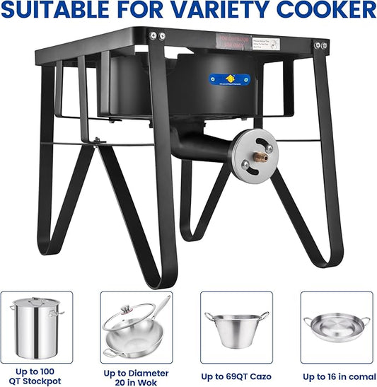 ARC Advanced Royal Champion ARC Propane Burner, 200,000 BTU Propane Stove with 0-20 PSI Regulator, Outdoor Burners for Cooking Gas Burner Gas Cooker Single Burner for Outdoor Cooking