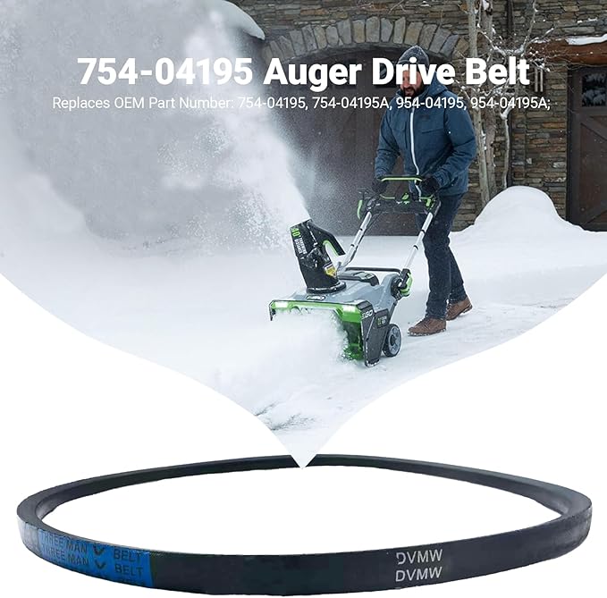 754-04195 954-04195A for MTD Cub Cadet Troy-Bilt Snow Thrower Cogged Auger Drive Belt 1/2 x 37 Inch Replacement for 754-04195A 754-04195